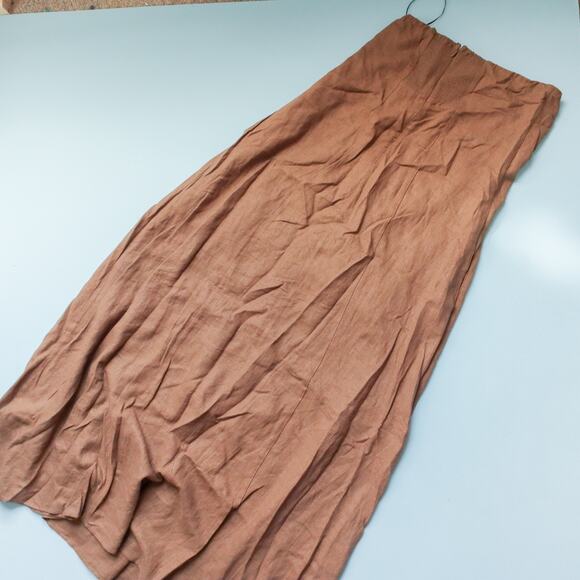 WeWoreWhat Brown Linen Strapless Maxi Dress Size Medium Clean Girl - Picture 9 of 9